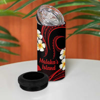 Hawaii Molokai Islands Pacific Plumeria 4 in 1 Can Cooler Tumbler Red Polynesian Tattoo LT9 - Polynesian Pride