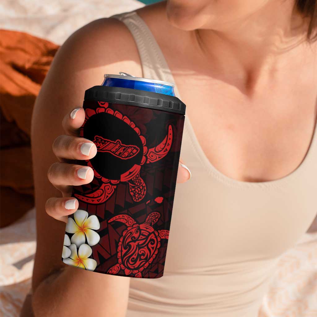 Hawaii Molokai Islands Pacific Plumeria 4 in 1 Can Cooler Tumbler Red Polynesian Tattoo LT9 - Polynesian Pride