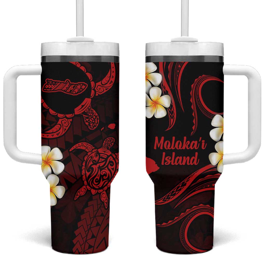 Hawaii Molokai Islands Pacific Plumeria Tumbler With Handle Red Polynesian Tattoo LT9 One Size: 40 oz Red - Polynesian Pride