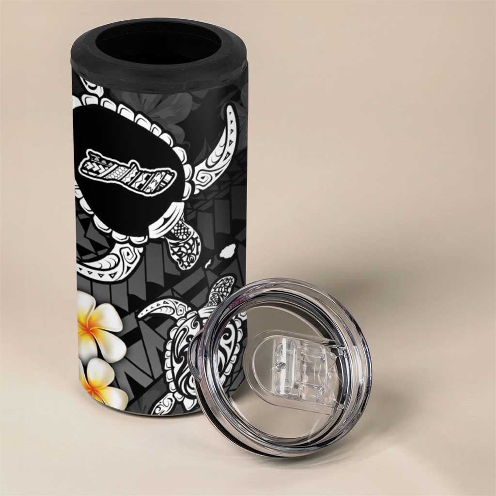 Hawaii Molokai Islands Pacific Plumeria 4 in 1 Can Cooler Tumbler White Polynesian Tattoo LT9 - Polynesian Pride