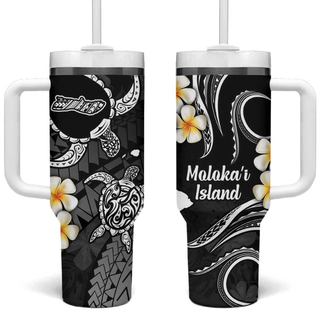 Hawaii Molokai Islands Pacific Plumeria Tumbler With Handle White Polynesian Tattoo LT9 One Size: 40 oz White - Polynesian Pride