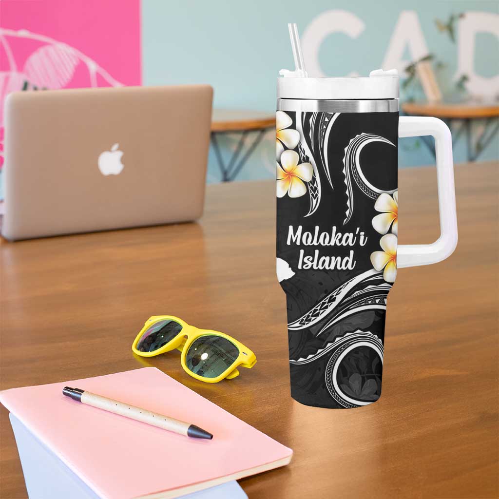 Hawaii Molokai Islands Pacific Plumeria Tumbler With Handle White Polynesian Tattoo LT9 - Polynesian Pride