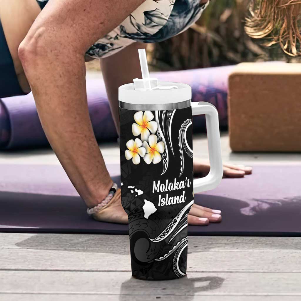 Hawaii Molokai Islands Pacific Plumeria Tumbler With Handle White Polynesian Tattoo LT9 - Polynesian Pride