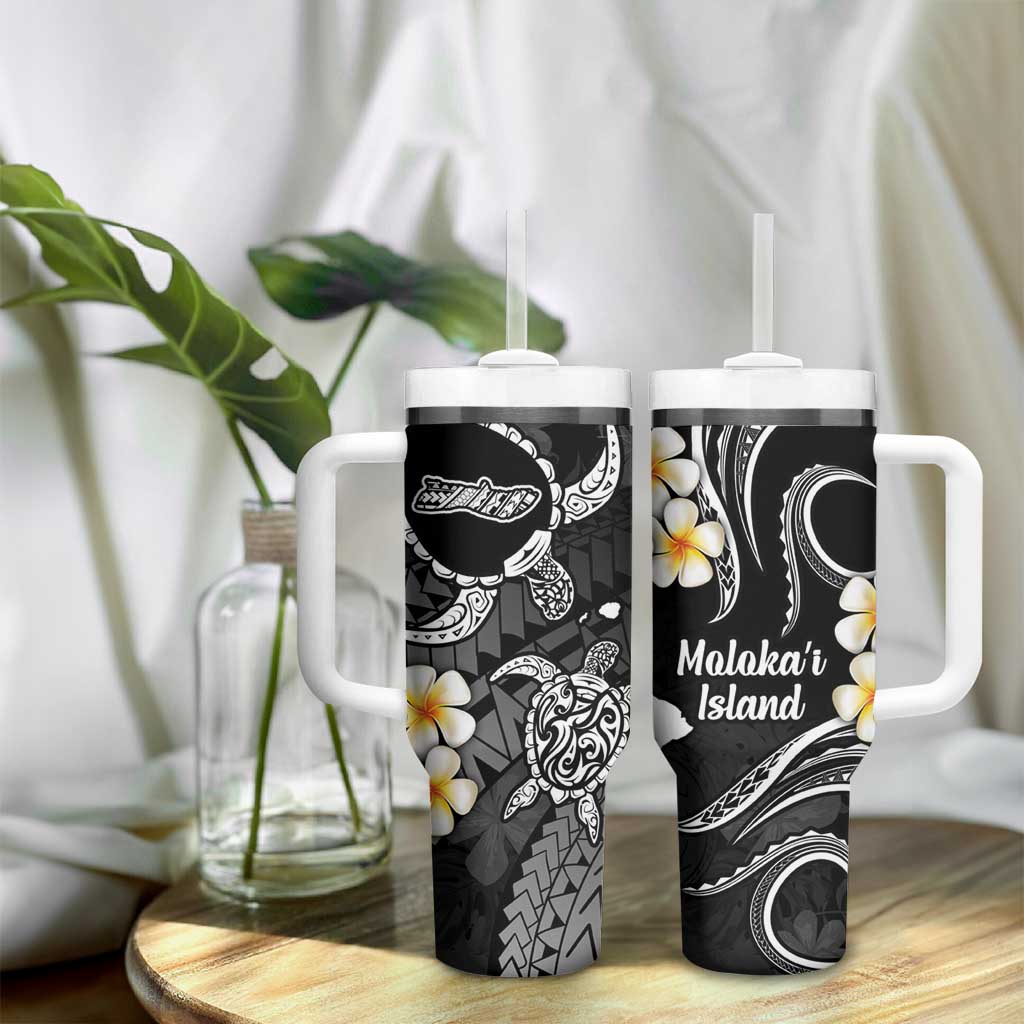 Hawaii Molokai Islands Pacific Plumeria Tumbler With Handle White Polynesian Tattoo LT9 - Polynesian Pride
