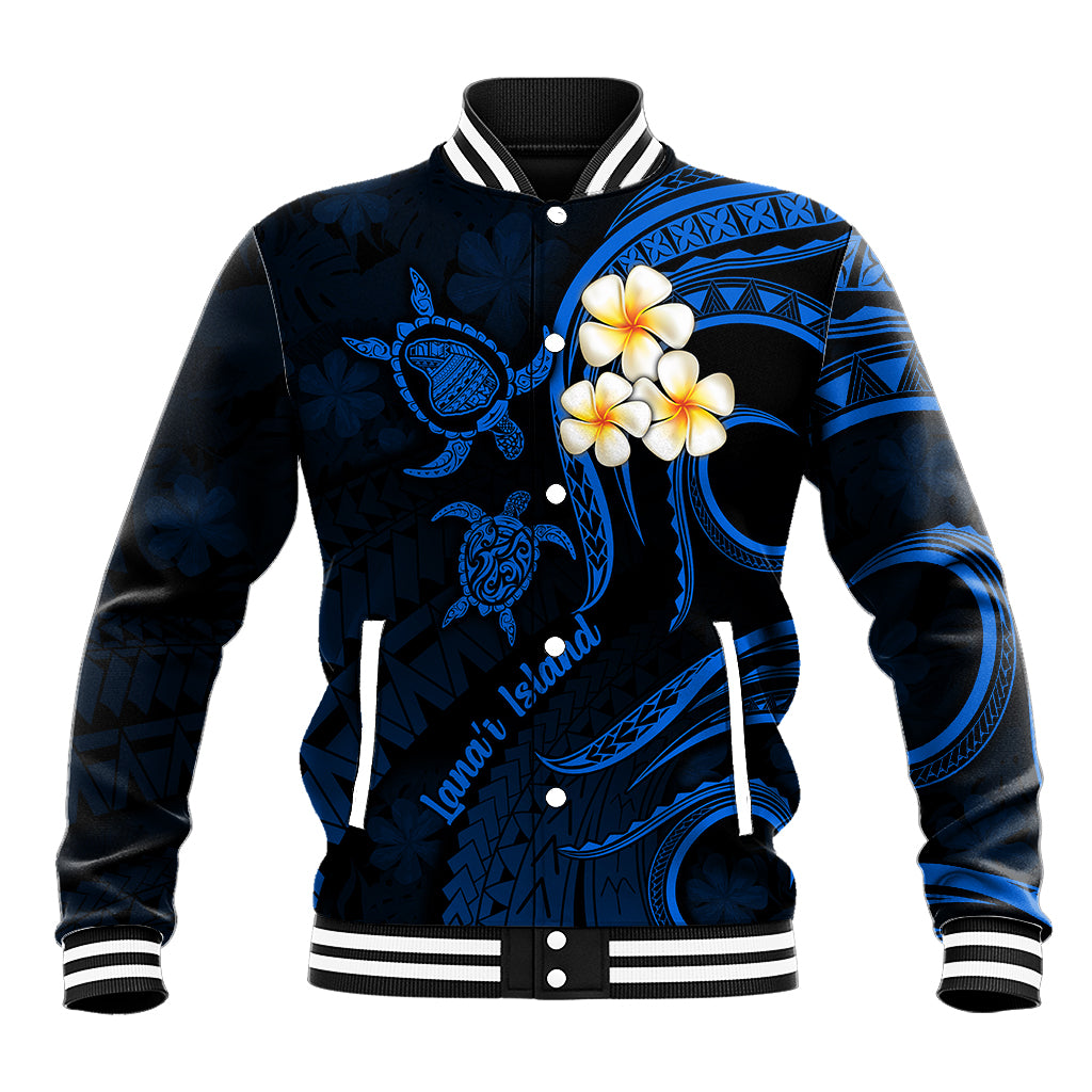 Hawaii Baseball Jacket Lanai Islands Polynesian Sunset Plumeria Blue Vibe LT9 Unisex Blue - Polynesian Pride