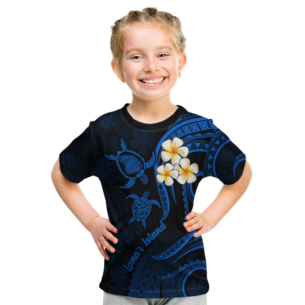 Hawaii Kid T Shirt Lanai Islands Polynesian Sunset Plumeria Blue Vibe LT9 Blue - Polynesian Pride