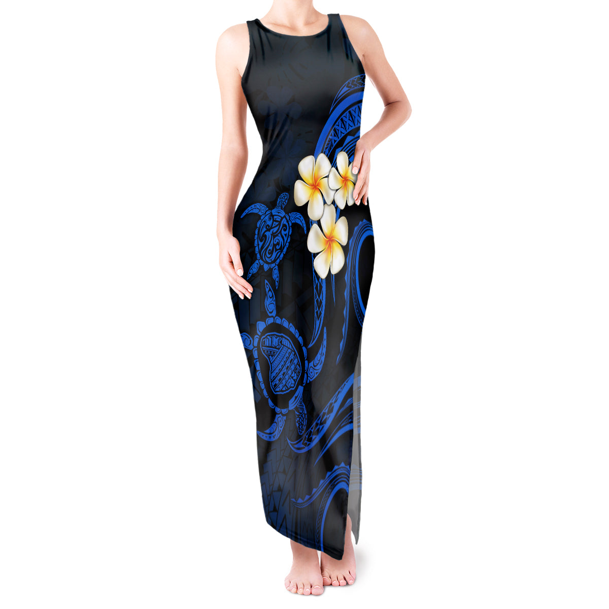 Hawaii Tank Maxi Dress Lanai Islands Polynesian Sunset Plumeria Blue Vibe LT9 Women Blue - Polynesian Pride