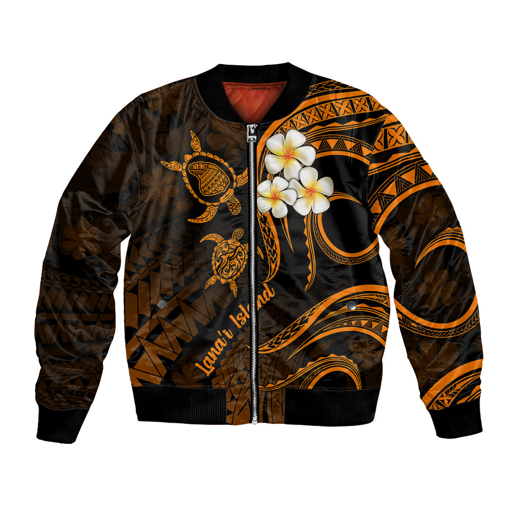 Hawaii Bomber Jacket Lanai Islands Polynesian Sunset Plumeria Gold Vibe LT9 Unisex Gold - Polynesian Pride