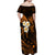 Hawaii Off Shoulder Maxi Dress Lanai Islands Polynesian Sunset Plumeria Gold Vibe LT9 - Polynesian Pride