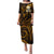 Hawaii Puletasi Lanai Islands Polynesian Sunset Plumeria Gold Vibe LT9 Long Dress Gold - Polynesian Pride