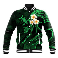 Hawaii Baseball Jacket Lanai Islands Polynesian Sunset Plumeria Green Vibe LT9 Unisex Green - Polynesian Pride
