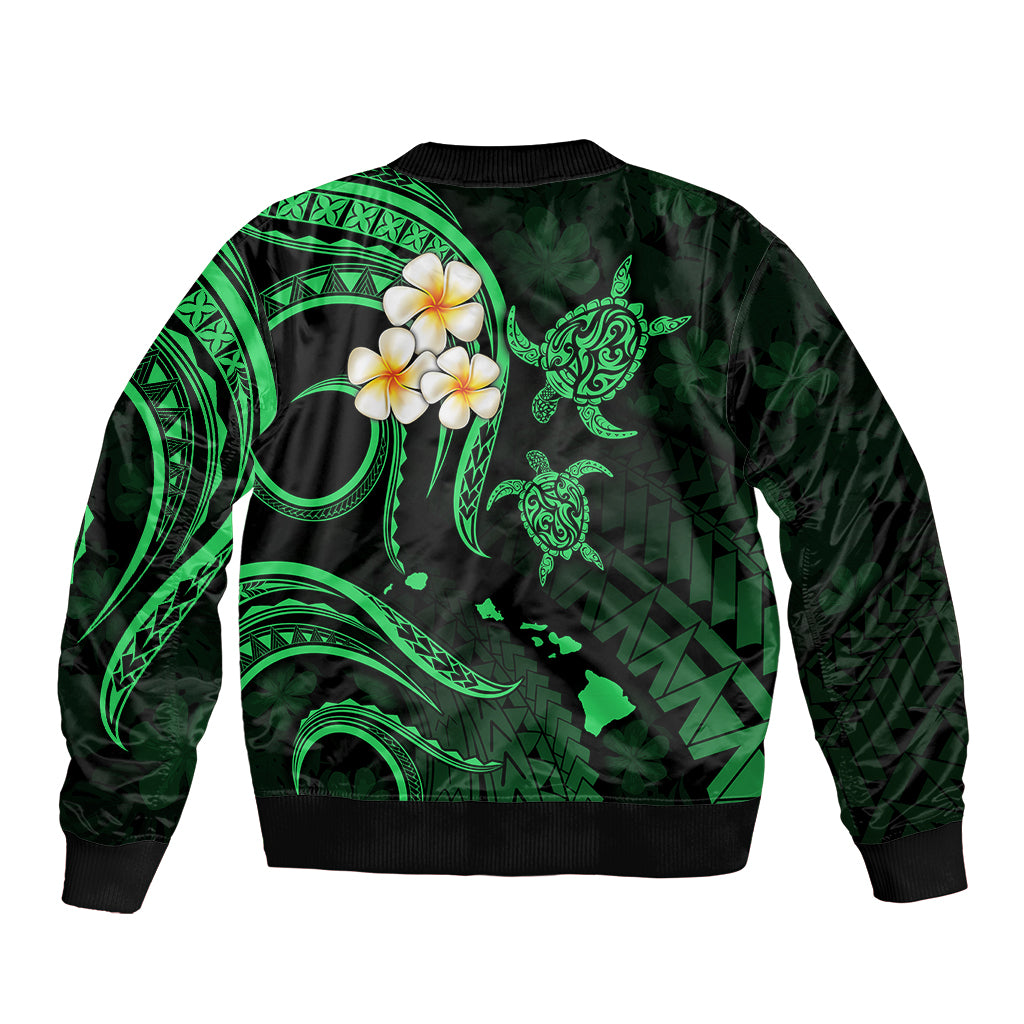 Hawaii Bomber Jacket Lanai Islands Polynesian Sunset Plumeria Green Vibe LT9 - Polynesian Pride