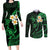 Hawaii Couples Long Sleeve Bodycon Dress and Long Sleeve Button Shirts Lanai Islands Polynesian Sunset Plumeria Green Vibe LT9 Green - Polynesian Pride