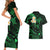 Hawaii Couples Short Sleeve Bodycon Dress and Hawaiian Shirt Lanai Islands Polynesian Sunset Plumeria Green Vibe LT9 - Polynesian Pride