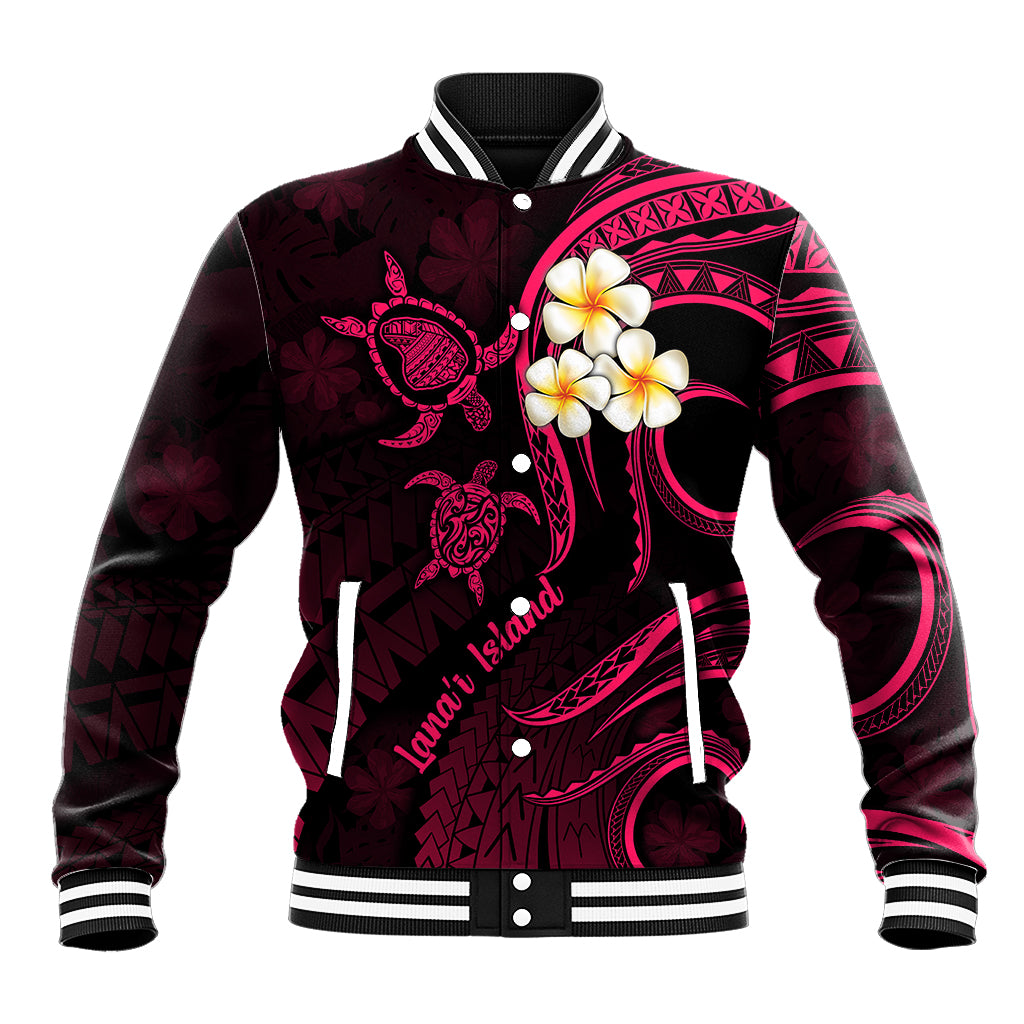 Hawaii Baseball Jacket Lanai Islands Polynesian Sunset Plumeria Pink Vibe LT9 Unisex Pink - Polynesian Pride