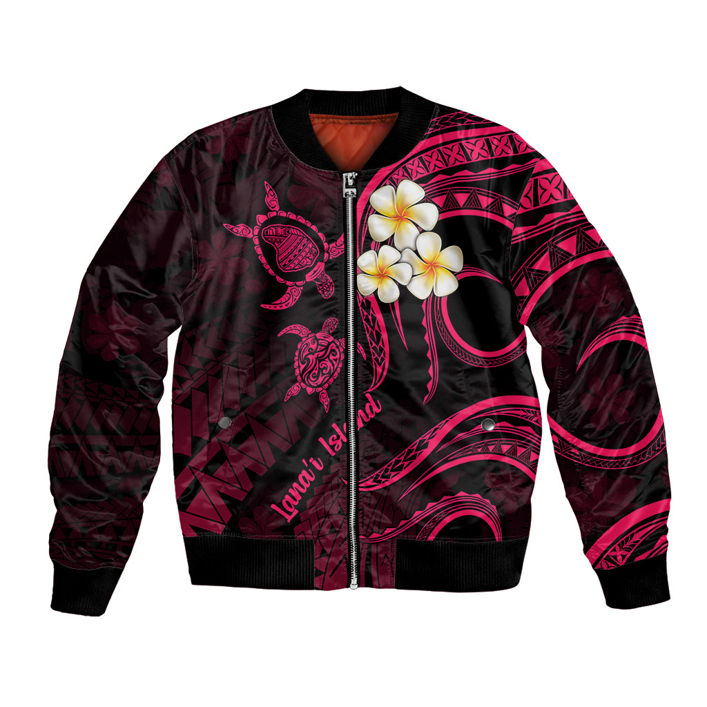 Hawaii Bomber Jacket Lanai Islands Polynesian Sunset Plumeria Pink Vibe LT9 Unisex Pink - Polynesian Pride