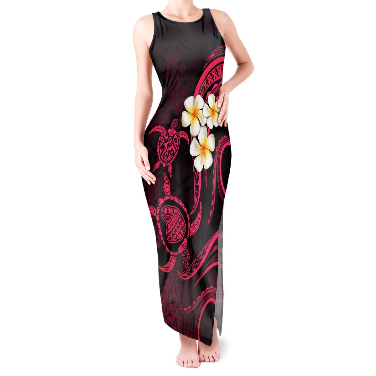 Hawaii Tank Maxi Dress Lanai Islands Polynesian Sunset Plumeria Pink Vibe LT9 Women Pink - Polynesian Pride