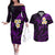 Polynesian Hawaii Couples Off The Shoulder Long Sleeve Dress and Hawaiian Shirt Lanai Islands with Pacific Plumeria Purple Vibe LT9 Purple - Polynesian Pride