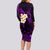 Polynesian Hawaii Long Sleeve Bodycon Dress Lanai Islands with Pacific Plumeria Purple Vibe LT9 - Polynesian Pride