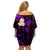 Polynesian Hawaii Off Shoulder Short Dress Lanai Islands with Pacific Plumeria Purple Vibe LT9 - Polynesian Pride