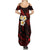 Polynesian Hawaii Summer Maxi Dress Lanai Islands with Pacific Plumeria Red Vibe LT9 - Polynesian Pride