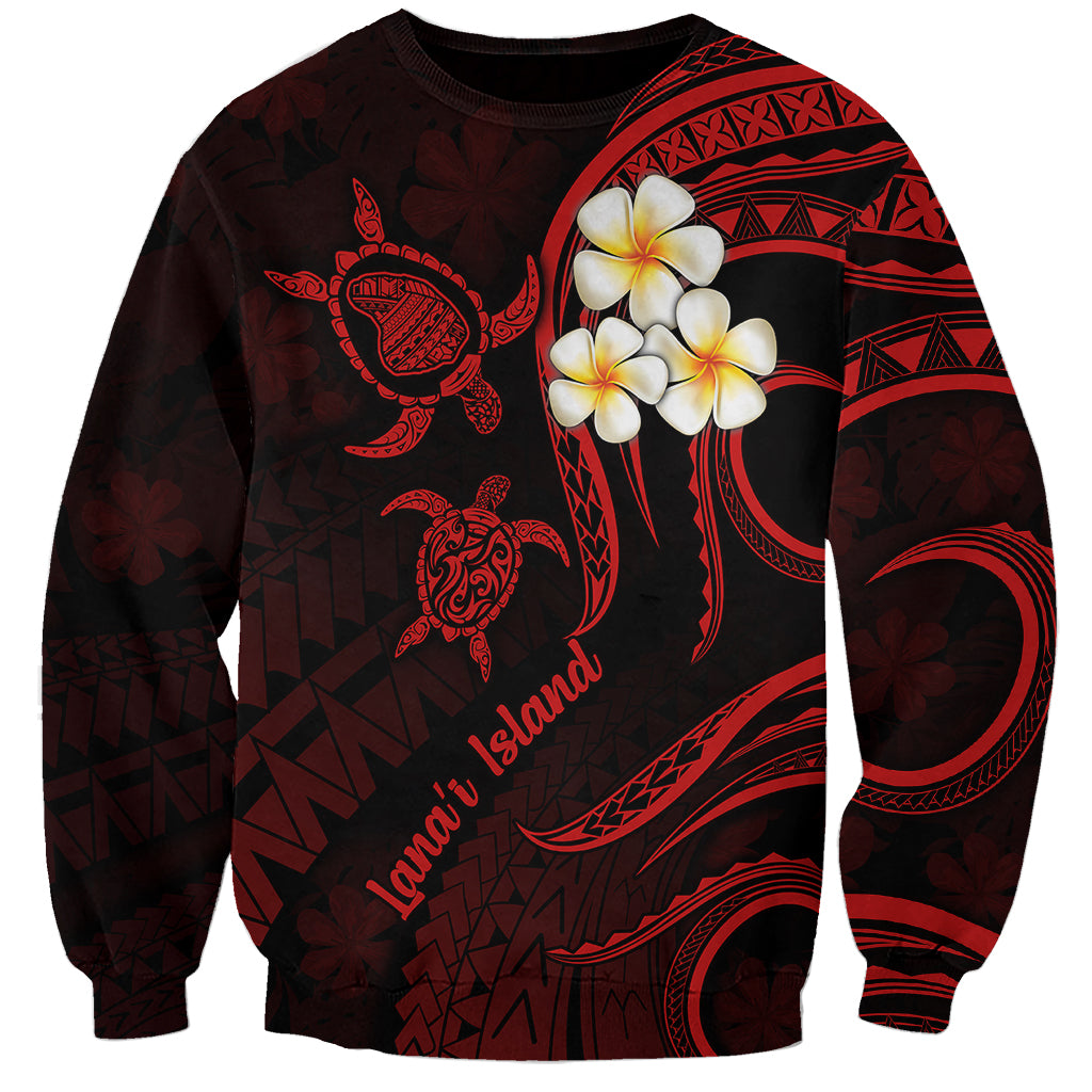 Polynesian Hawaii Sweatshirt Lanai Islands with Pacific Plumeria Red Vibe LT9 Unisex Red - Polynesian Pride