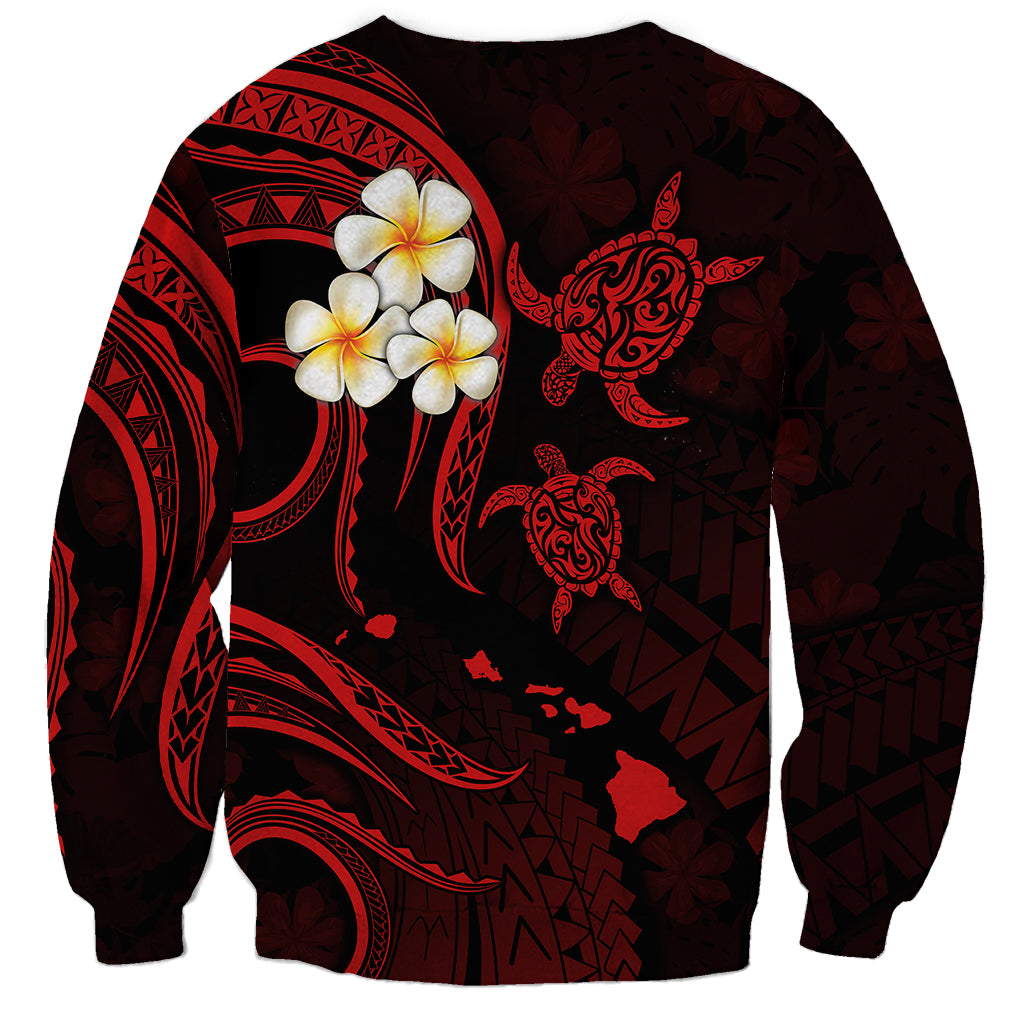 Polynesian Hawaii Sweatshirt Lanai Islands with Pacific Plumeria Red Vibe LT9 - Polynesian Pride