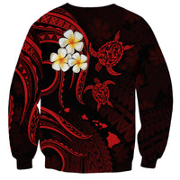 Polynesian Hawaii Sweatshirt Lanai Islands with Pacific Plumeria Red Vibe LT9 - Polynesian Pride