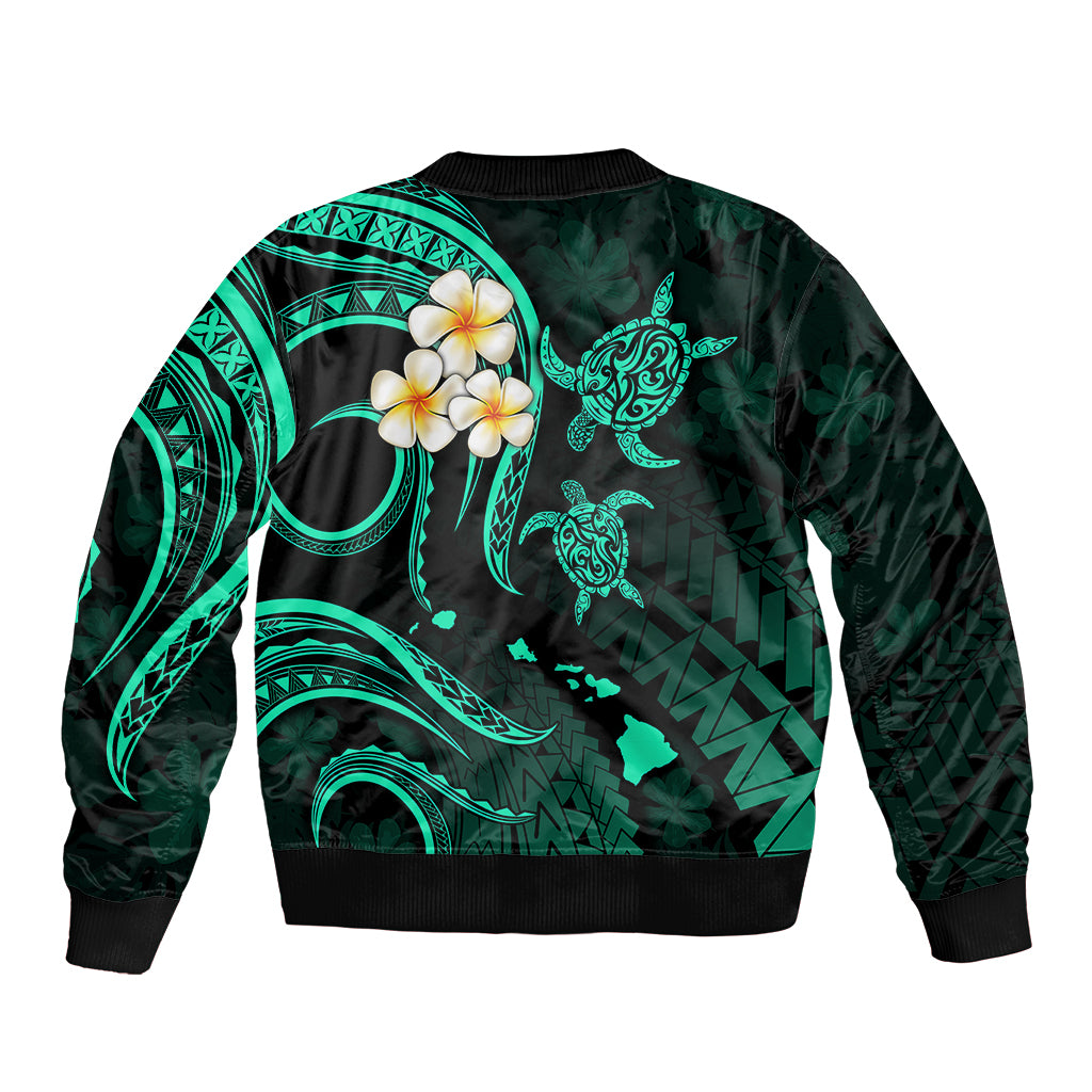 Polynesian Hawaii Bomber Jacket Lanai Islands with Pacific Plumeria Turquoise Vibe LT9 - Polynesian Pride