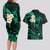 Polynesian Hawaii Couples Long Sleeve Bodycon Dress and Hawaiian Shirt Lanai Islands with Pacific Plumeria Turquoise Vibe LT9 - Polynesian Pride