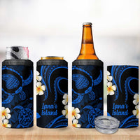 Hawaii Lanai Islands Pacific Plumeria 4 in 1 Can Cooler Tumbler Blue Polynesian Tattoo LT9 - Polynesian Pride