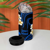 Hawaii Lanai Islands Pacific Plumeria 4 in 1 Can Cooler Tumbler Blue Polynesian Tattoo LT9 - Polynesian Pride