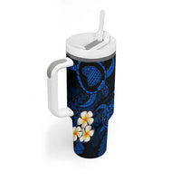 Hawaii Lanai Islands Pacific Plumeria Tumbler With Handle Blue Polynesian Tattoo LT9 - Polynesian Pride
