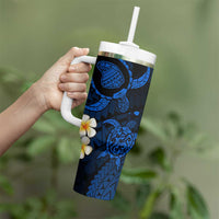 Hawaii Lanai Islands Pacific Plumeria Tumbler With Handle Blue Polynesian Tattoo LT9 - Polynesian Pride