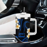 Hawaii Lanai Islands Pacific Plumeria Tumbler With Handle Blue Polynesian Tattoo LT9 - Polynesian Pride