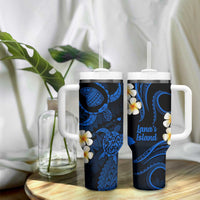 Hawaii Lanai Islands Pacific Plumeria Tumbler With Handle Blue Polynesian Tattoo LT9 - Polynesian Pride