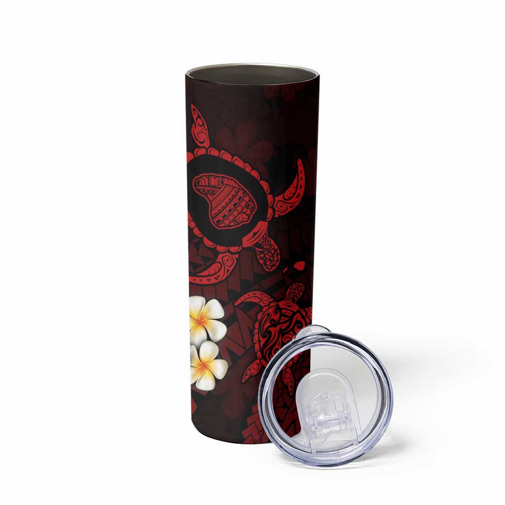 Hawaii Lanai Islands Pacific Plumeria Skinny Tumbler Red Polynesian Tattoo LT9 - Polynesian Pride