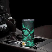Hawaii Lanai Islands Pacific Plumeria Skinny Tumbler Turquoise Polynesian Tattoo LT9 - Polynesian Pride