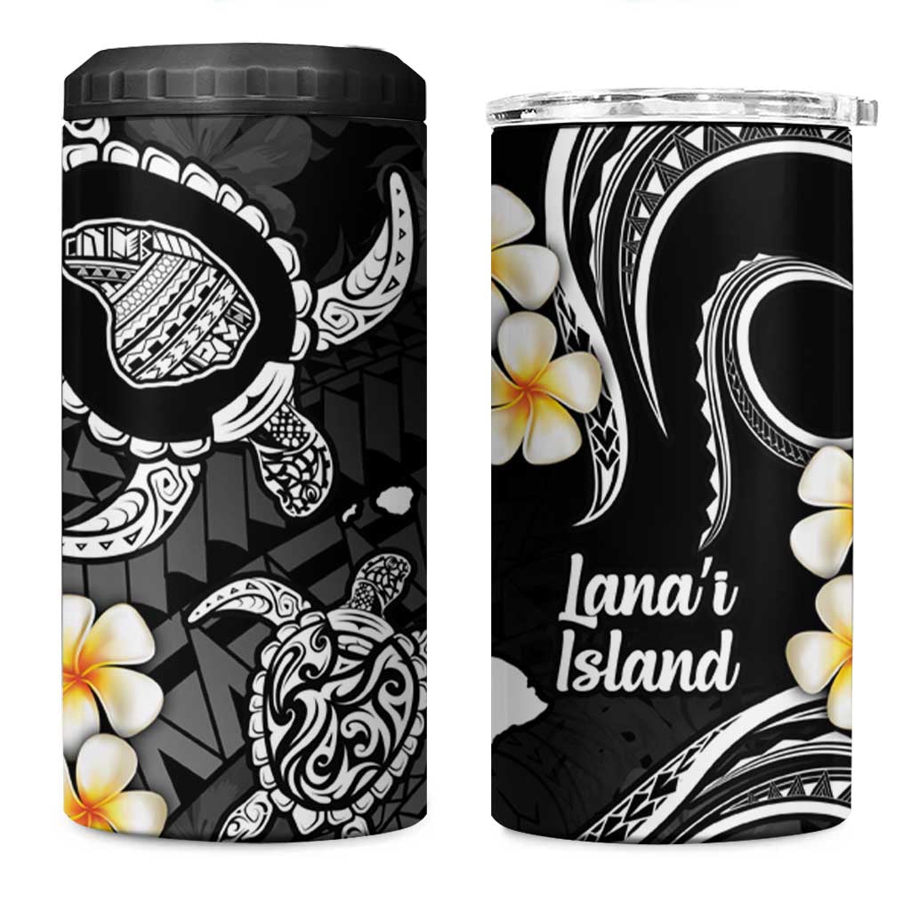 Hawaii Lanai Islands Pacific Plumeria 4 in 1 Can Cooler Tumbler White Polynesian Tattoo LT9 One Size: 16 oz White - Polynesian Pride