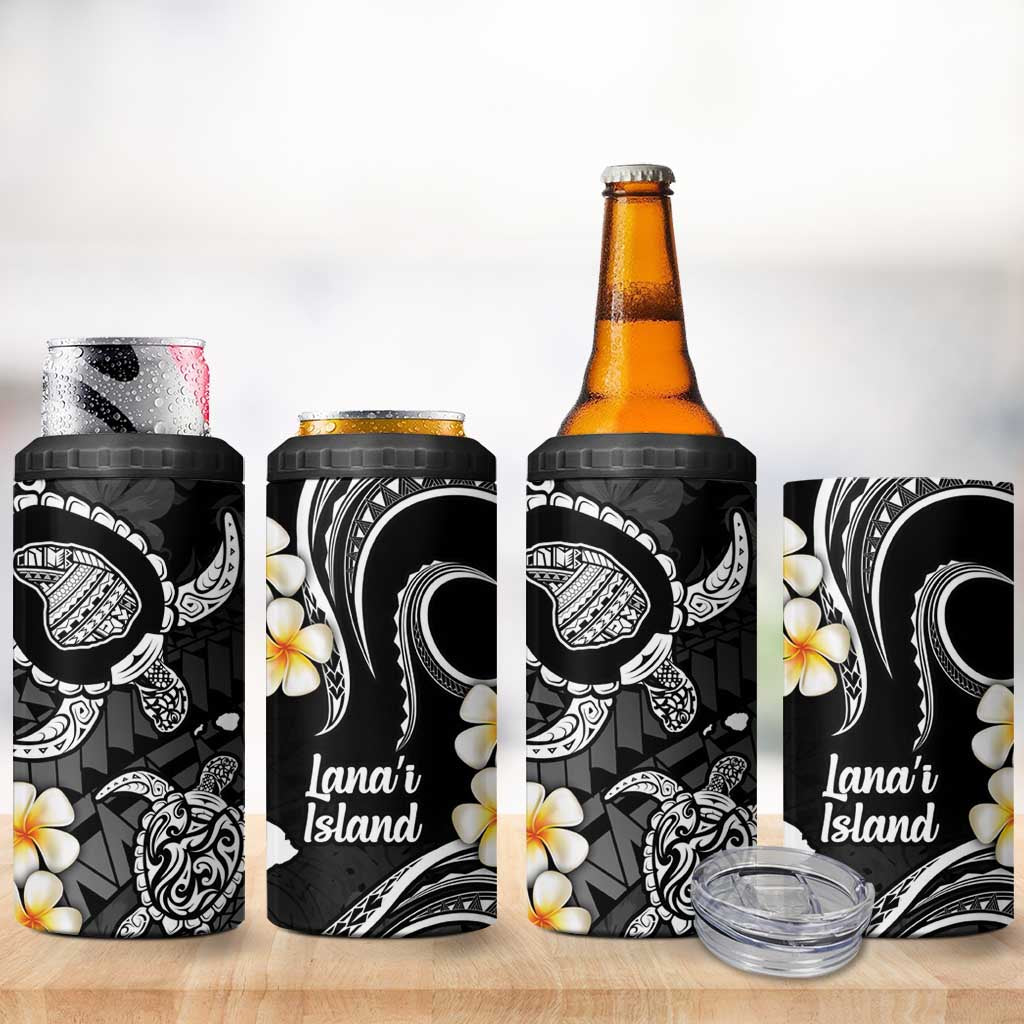 Hawaii Lanai Islands Pacific Plumeria 4 in 1 Can Cooler Tumbler White Polynesian Tattoo LT9 - Polynesian Pride