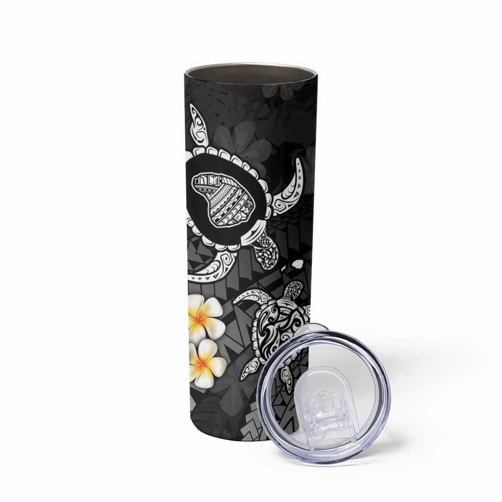 Hawaii Lanai Islands Pacific Plumeria Skinny Tumbler White Polynesian Tattoo LT9 - Polynesian Pride