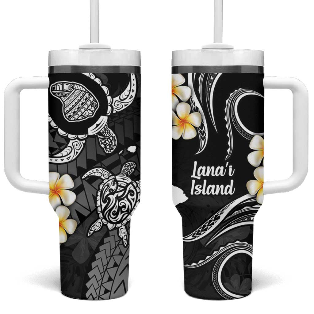 Hawaii Lanai Islands Pacific Plumeria Tumbler With Handle White Polynesian Tattoo LT9 One Size: 40 oz White - Polynesian Pride