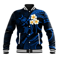 Hawaii Baseball Jacket Kauai Islands Polynesian Sunset Plumeria LT9 Unisex Blue - Polynesian Pride