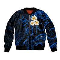Hawaii Sleeve Zip Bomber Jacket Kauai Islands Polynesian Sunset Plumeria LT9 Unisex Blue - Polynesian Pride