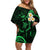 Hawaii Off Shoulder Short Dress Kauai Islands Polynesian Sunset Plumeria Green Vibe LT9 Women Green - Polynesian Pride