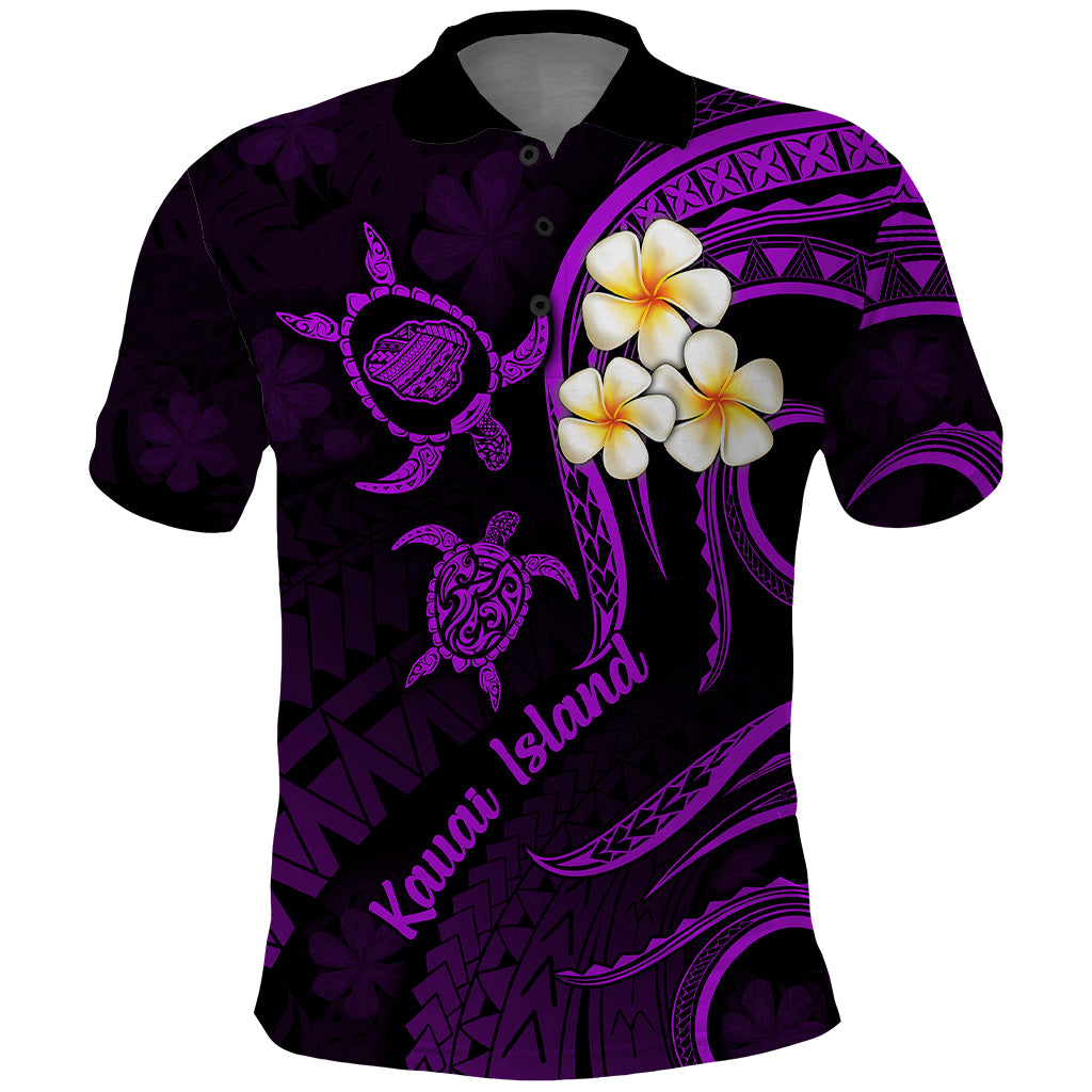Polynesian Hawaii Polo Shirt Kauai Islands with Pacific Plumeria Purple Vibe LT9 Purple - Polynesian Pride