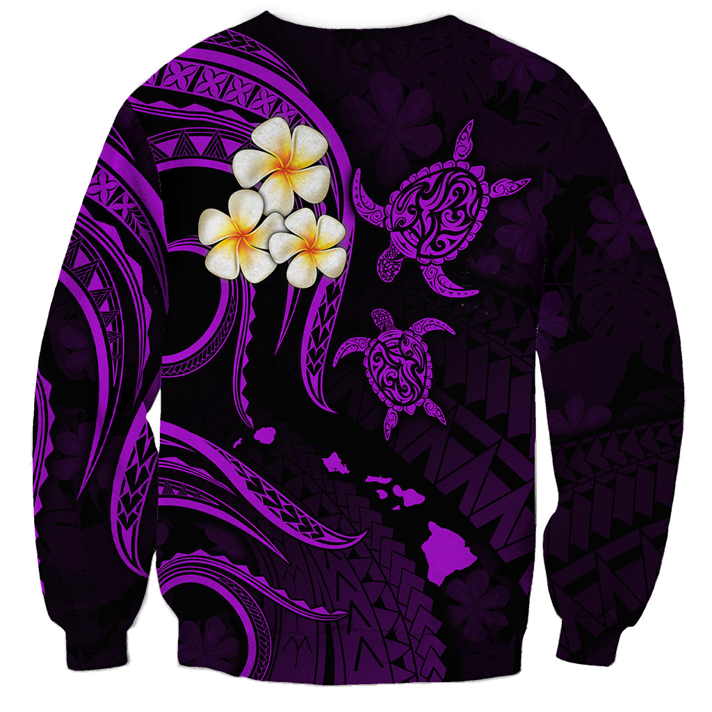 Polynesian Hawaii Sweatshirt Kauai Islands with Pacific Plumeria Purple Vibe LT9 - Polynesian Pride