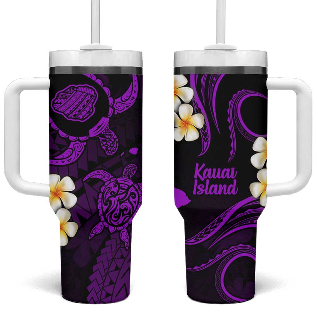 Hawaii Kauai Islands Pacific Plumeria Tumbler With Handle Purple Polynesian Tattoo LT9 One Size: 40 oz Purple - Polynesian Pride