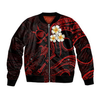 Polynesian Hawaii Bomber Jacket Kauai Islands with Pacific Plumeria Red Vibe LT9 Unisex Red - Polynesian Pride