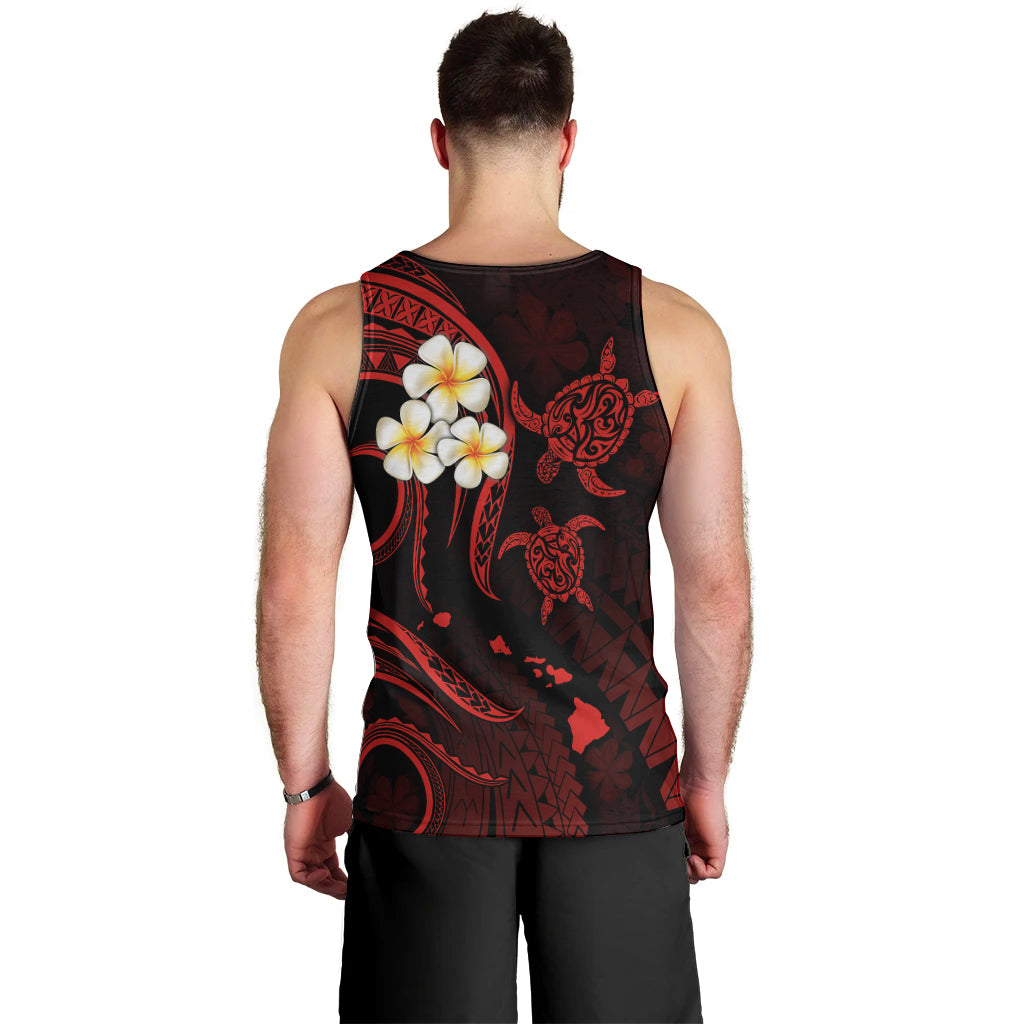 Polynesian Hawaii Men Tank Top Kauai Islands with Pacific Plumeria Red Vibe LT9 - Polynesian Pride